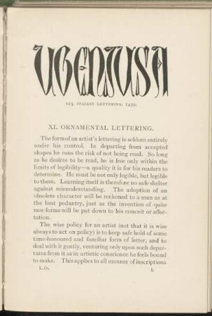 XI. Ornamental lettering.