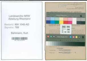 Entnazifizierung Kurt Bahlmann , geb. 15.11.1894 (Beamter)
