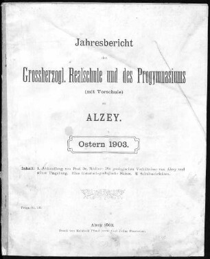 Die geologischen Verhältnisse von Alzey und seiner Umgebung : eine historisch-geologische Skizze