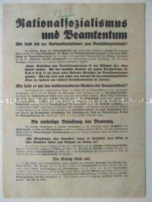 Wahlaufruf der NSDAP zur Reichspräsidentenwahl 1932 mit Blickrichtung auf die Beamten