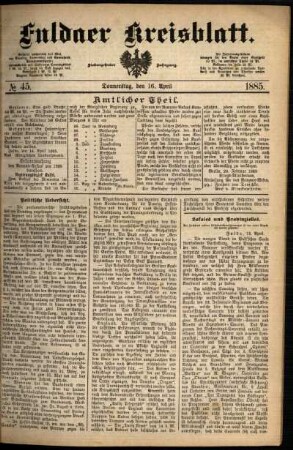 Ausgabe vom Donnerstag, den 16. April 1885.