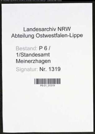 Heiratsregister Standesamt Meinerzhagen