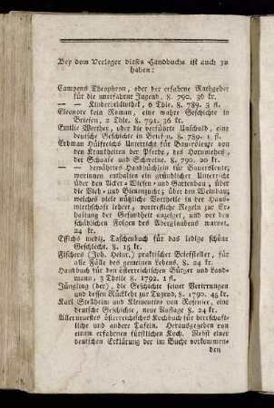 Bey dem Verleger dieses Handbuchs ist auch zu haben:[...]