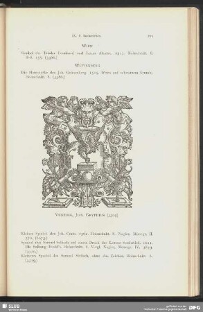 Symbol des Joh. Gryphius (Greif), der Greif mit Ballen in reicher Cartouche