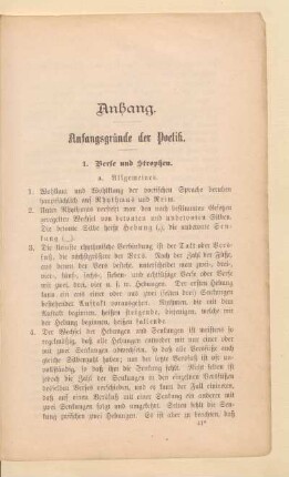 Anhang. Anfangsgründe der Poetik