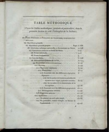 Table Méthodique.