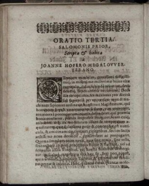 Oratio Tertia, Salomonis Prior.