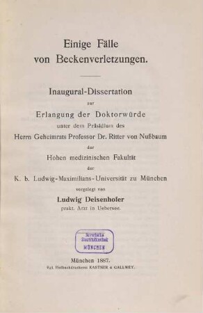 Einige Fälle von Beckenverletzungen