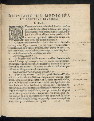Disputatio De Medicina Et Partibus Eiusdem.