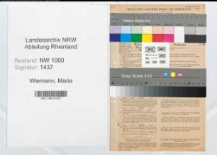 Entnazifizierung Maria Wiemann, geb. 01.05.1909 (Kontoristin)
