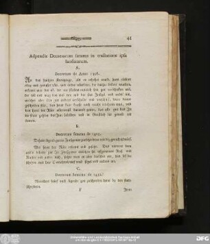 Adpendix Decretorum senatus in tractatione ipsa laudatorum.