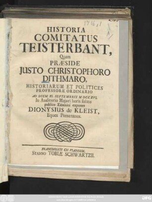 Historia Comitatus Teisterbant