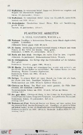 Plastische Arbeiten (Nr. 120-172)