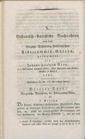 Dritter Theil. Bürgerliche Verfassung der Fideicommiß-Güter.