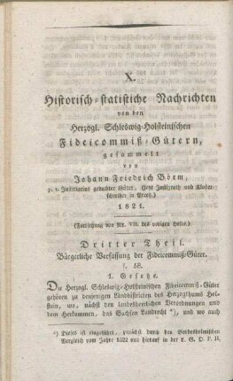 Dritter Theil. Bürgerliche Verfassung der Fideicommiß-Güter.