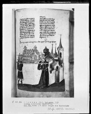 Auszug biblischer Geschichten — Moses und Aaron tragen die Bundeslade, Folio 126recto