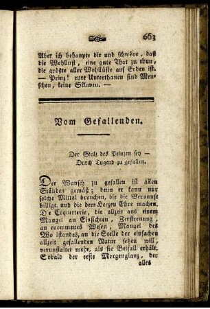 Vom Gefallenden.