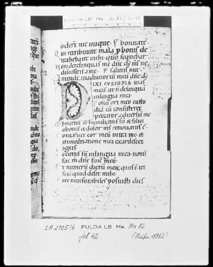 Psalterium cum Canticis — Initiale D, Folio 42recto