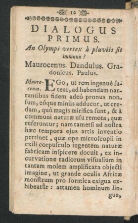 Dialogus Primus.