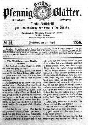 No. 35, Sonnabend, den 23. August