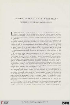 L'Esposizione d'arte Veneziana al Burlington Fine Arts Club di Londra