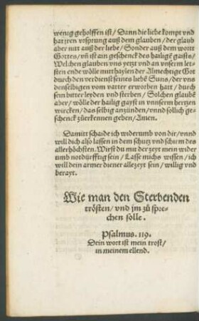 Wie man den Sterbenden trösten/ und im zu sprechen solle.