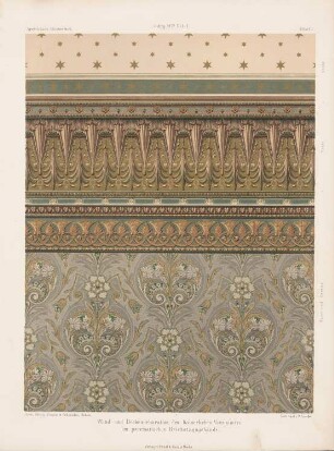 Provisorisches Reichstagsgebäude, Berlin: Innenansichten Wand- und Deckendekoration des kaiserlichen Vorzimmers (aus: Architektonisches Skizzenbuch, H. 112/1, 1872)