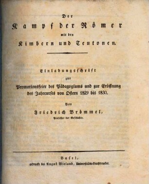 Der Kampf der Römer mit den Cimbern und Teutonen