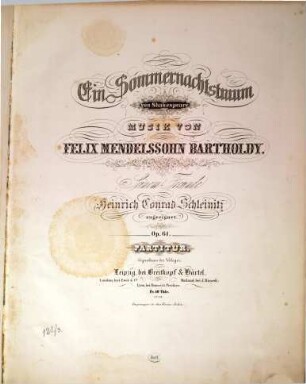 Ein Sommernachtstraum : von Shakespeare ; op. 61