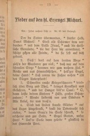 Lieder auf den hl. Erzengel Michael.