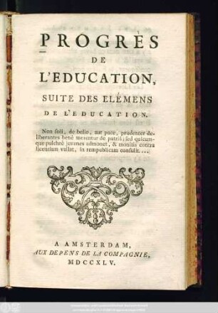 Progrés De L'Education : Suite Des Elémens De L'Education
