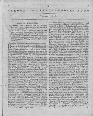 [Sammelrezension dreier theologischer Werke] (Fortsetzung der im vorigen Stück abgebrochenen Recension.) Rezensiert werden: 1. Holmes, R.: Vetus Testamentum Graecum cum variis lectionibis. T. 1. Oxford: Clarendon 1798 2. Holmes, R.: Vetus Testamentum Graecum cum variis lectionibis. T. 2-4. Oxford: Clarendon 1810-14 3. Amersfoordt, J.: Dissertatio theologica inauguralis de variis lectionibus Holmensibus locorum quorundam Pentateuchi Mosaici. Leiden: Luchtmans 1815.