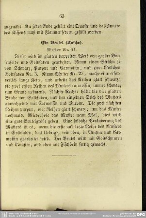 Ein Beutel (Tasche). Muster Nr. 27