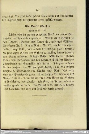 Ein Beutel (Tasche). Muster Nr. 27