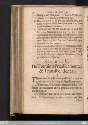 Caput IV. De Termino Praedicamentali & Transcendentali.