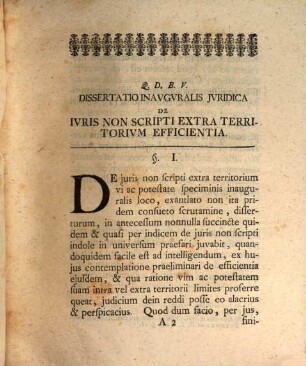 Diss. inaug. ... de iuris non scripti extra territorium efficientia
