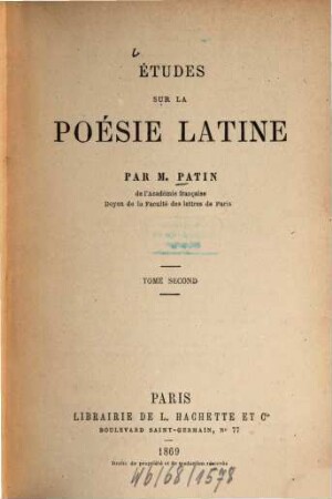 Études sur la poésie latine. 2