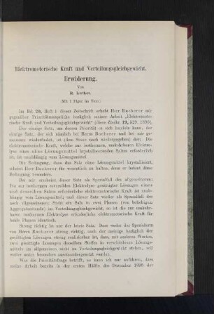 Elektromotorische Kraft und Verteilungsgleichgewicht.
