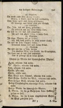 521-526, Litaney zu Maria der schmerzhaften Mutter.