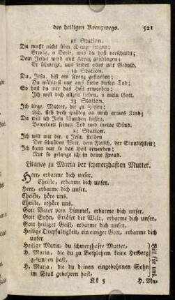 521-526, Litaney zu Maria der schmerzhaften Mutter.