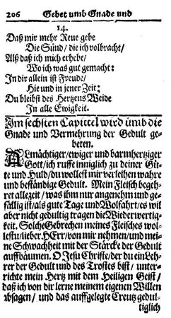 Im sechten Capittel wird umb die Gnade und Vermehrung der Gedult gebeten.