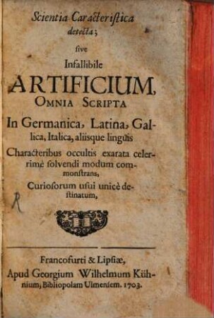 Scientia caracteristica detecta