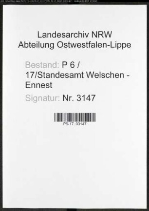 Sterberegister Standesamt Welschen-Ennest