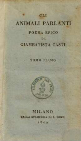 Gli animali parlanti : Poema epico, 1
