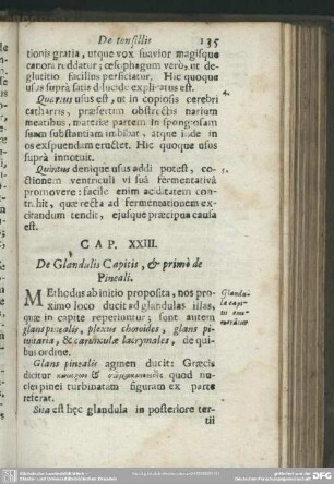 Cap. XXIII. De Glandulis Capitis, & primo de Pineali