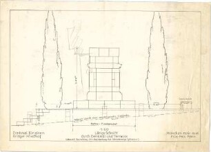 Pfann, Paul; Neuburg / Lothringen; Priesterwald-Denkmal - Denkmal u. Terrasse samt Vorschlag für Aufstellung der Steinkreuze (Längsschnitt)