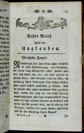 Erster Brief. Ueber den Unglauben.