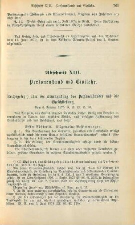 Abschnitt XIII. Personenstand und Civilehe
