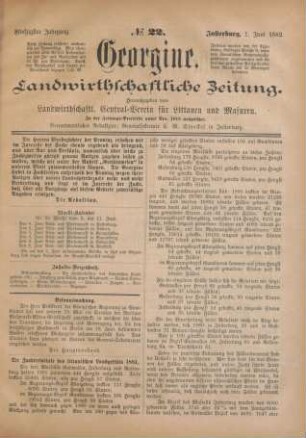 Fünfzigster Jahrgang. No. 22. Insterburg, 1. Juni 1882.