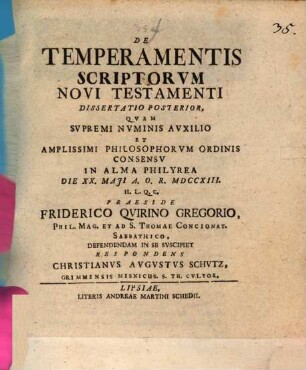 De Temperamentis Scriptorvm Novi Testamenti Dissertatio .... 2